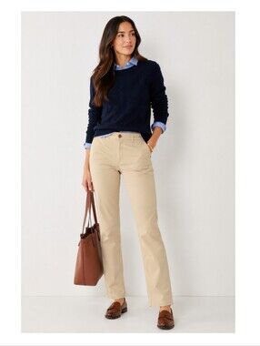 LL Bean Womens Size 6 Tall Comfort Stretch Mid Rise Straight Leg Chino Pants Tan